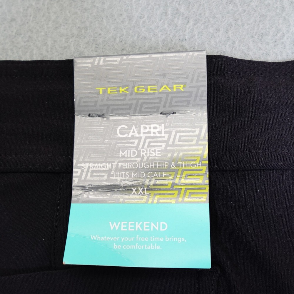 Tek Gear Capri Womens XXL Black DryTek Weekend Mid Rise Active Pants Gym Yoga - Picture 8 of 10